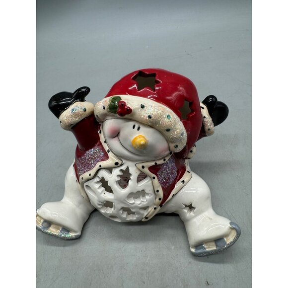 Blue Sky Christmas 2011 Ceramic Snowman Tealight Candle Holder READ - Picture 2 of 9